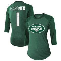 Ahmad Sauce Gardner  Majestic Threads Women's Player Name & Number Tri-Blend 3/4-Sleeve Fitted T-Shirt - New York Jets