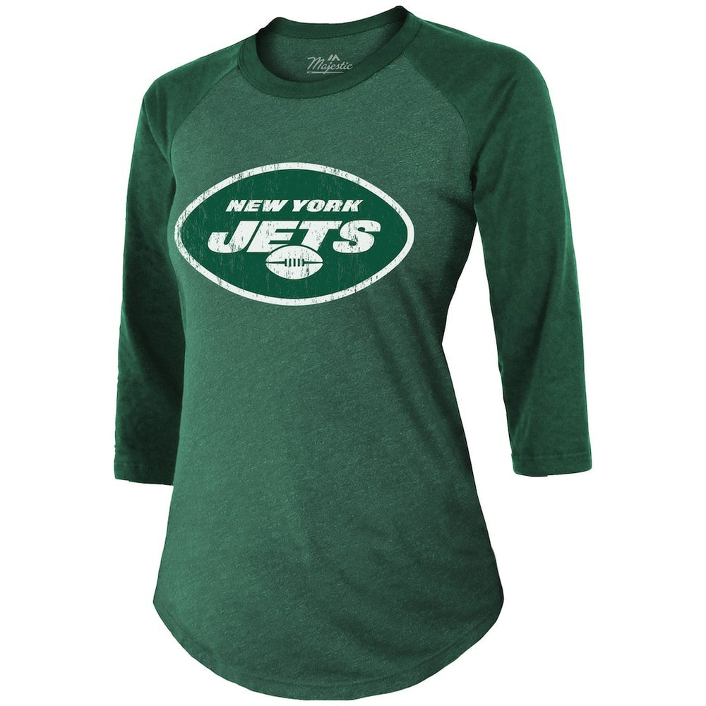 Ahmad Sauce Gardner  Majestic Threads Women's Player Name & Number Tri-Blend 3/4-Sleeve Fitted T-Shirt - New York Jets