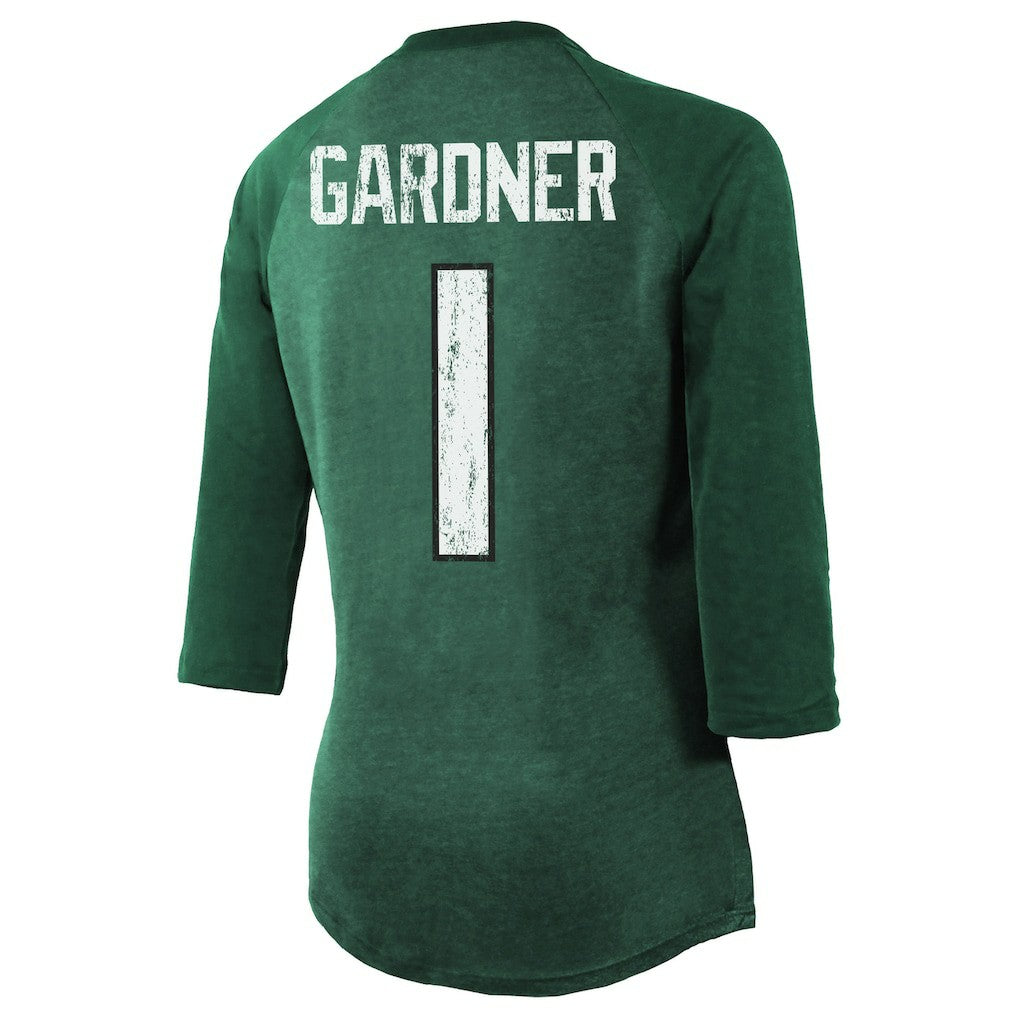 Ahmad Sauce Gardner  Majestic Threads Women's Player Name & Number Tri-Blend 3/4-Sleeve Fitted T-Shirt - New York Jets