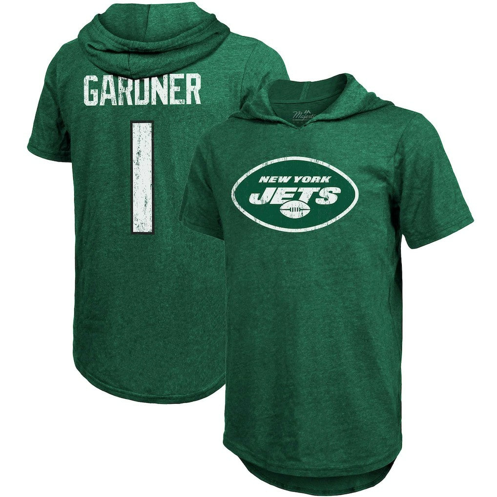 Ahmad Sauce Gardner  Majestic Threads Player Name & Number Tri-Blend Hoodie T-Shirt - New York Jets