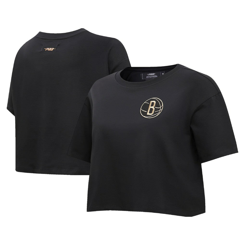 NBA Brooklyn Nets Pro Standard Women's Holiday Glam Boxy T-Shirt