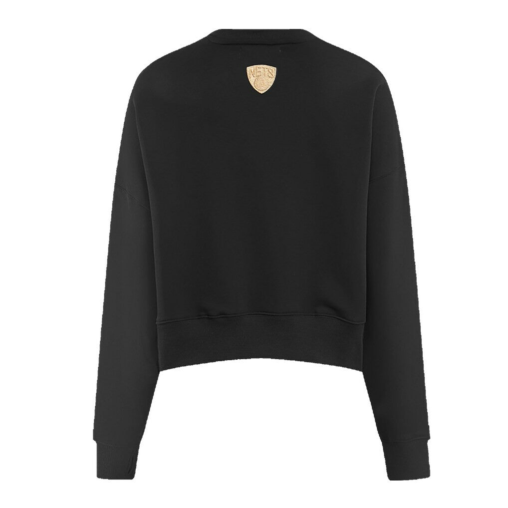 NBA Brooklyn Nets Pro Standard Women's Glam Cropped Pullover Sweatshirt - Black shop
