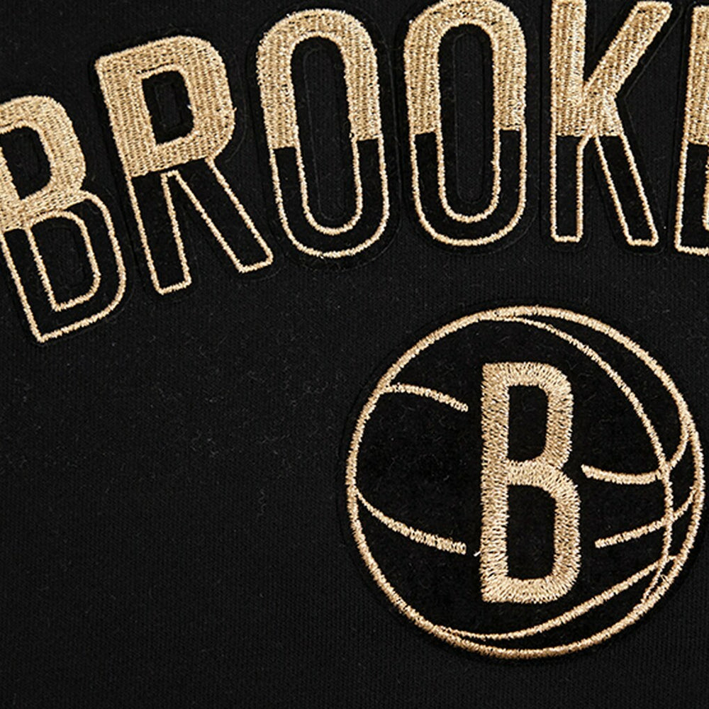 NBA Brooklyn Nets Pro Standard Women's Glam Cropped Pullover Sweatshirt - Black shop