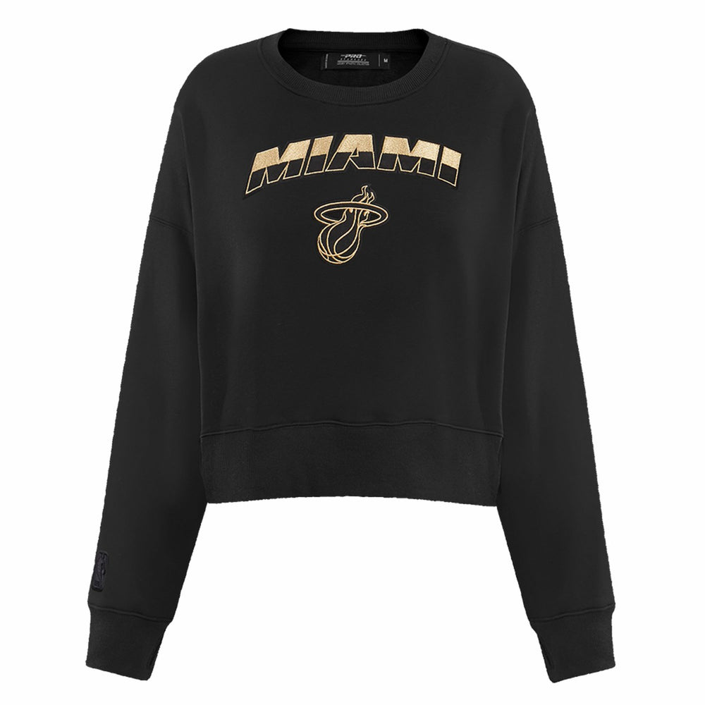 NBA Miami Heat Pro Standard Women's Glam Cropped Pullover Sweatshirt - Black sale