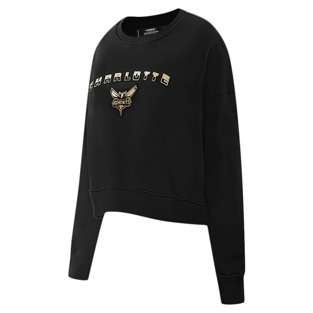 NBA Charlotte Hornets Pro Standard Women's Glam Cropped Pullover Sweatshirt - Black online