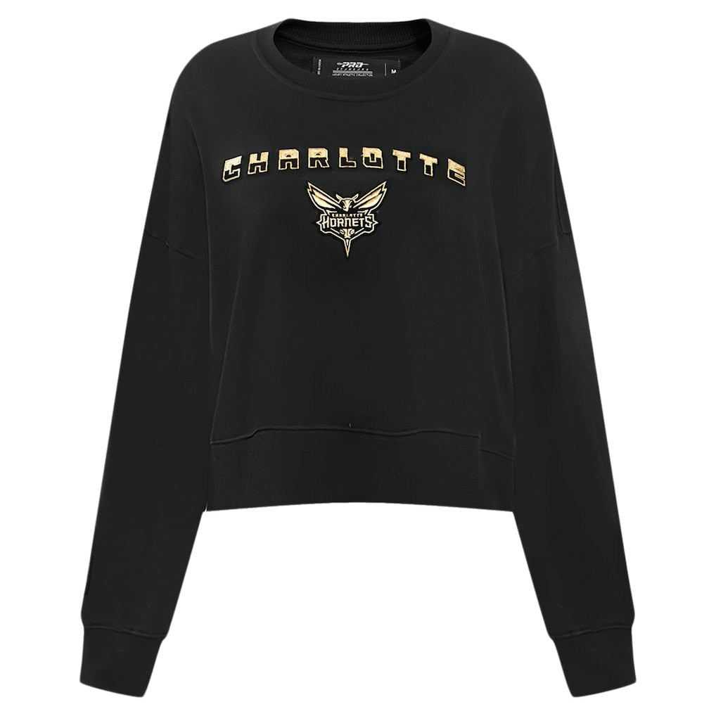 NBA Charlotte Hornets Pro Standard Women's Glam Cropped Pullover Sweatshirt - Black online
