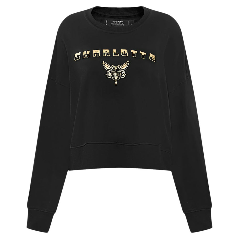 NBA Charlotte Hornets Pro Standard Women's Glam Cropped Pullover Sweatshirt - Black online