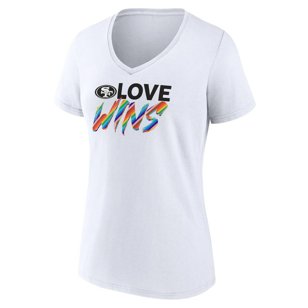 Women's Love Wins V-Neck T-Shirt - San Francisco 49ers