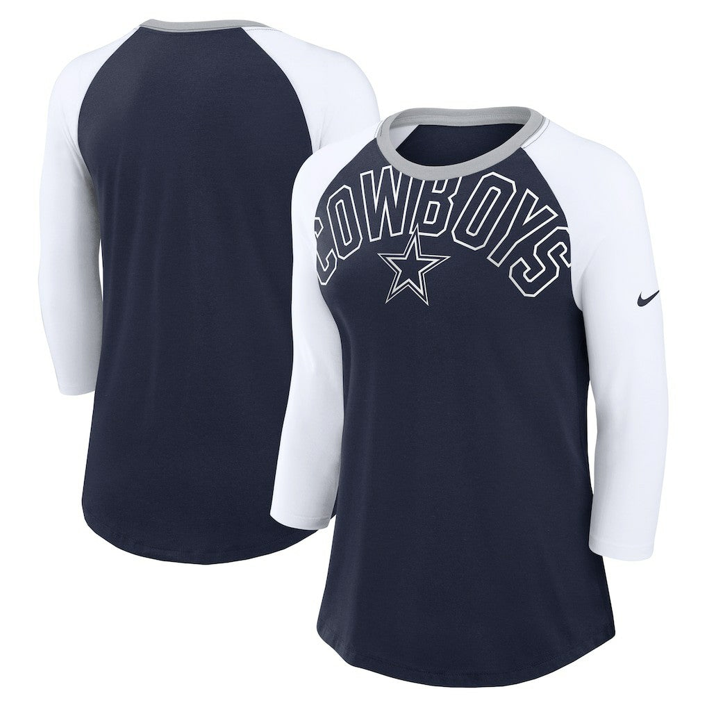 Women's Knockout Arch Raglan Tri-Blend 3/4-Sleeve T-Shirt - Dallas Cowboys