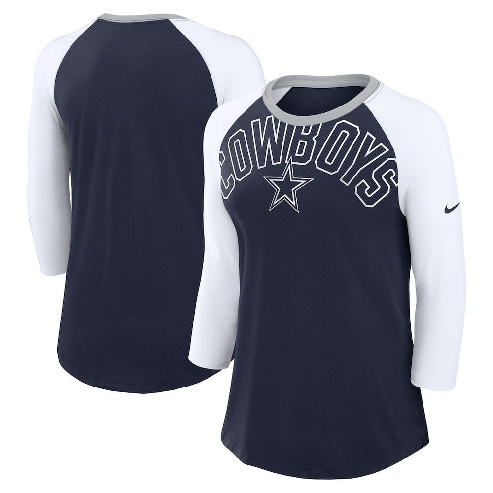 Women's Knockout Arch Raglan Tri-Blend 3/4-Sleeve T-Shirt - Dallas Cowboys