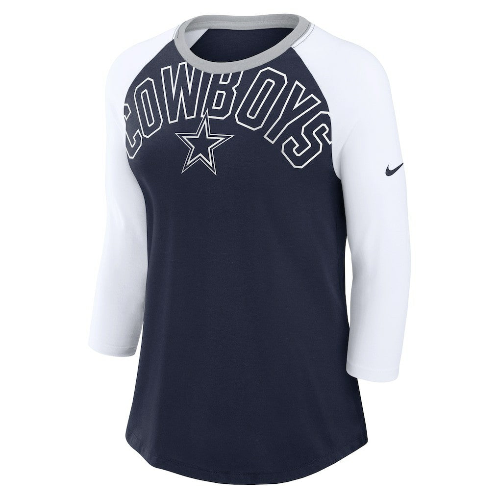 Women's Knockout Arch Raglan Tri-Blend 3/4-Sleeve T-Shirt - Dallas Cowboys