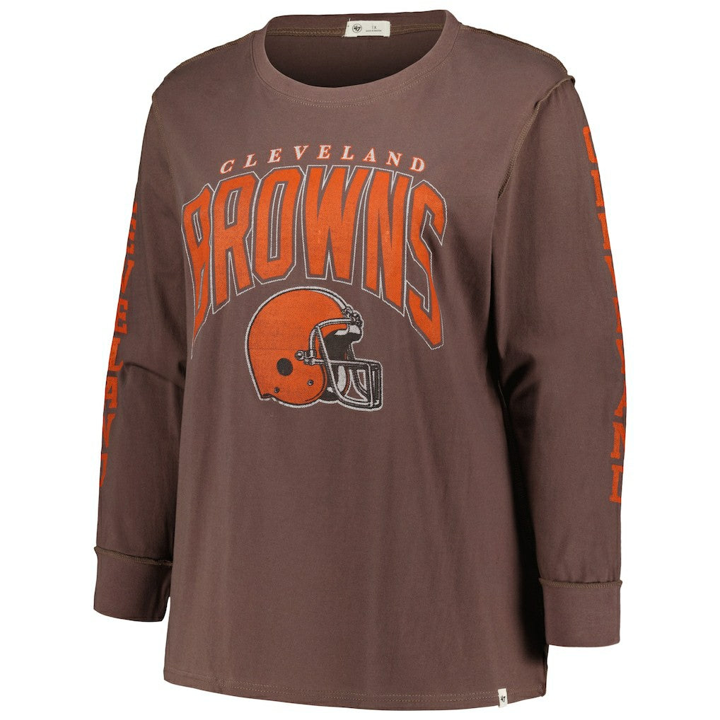 '47 Women's Plus Size Honey Cat SOA Long Sleeve T-Shirt - Cleveland Browns