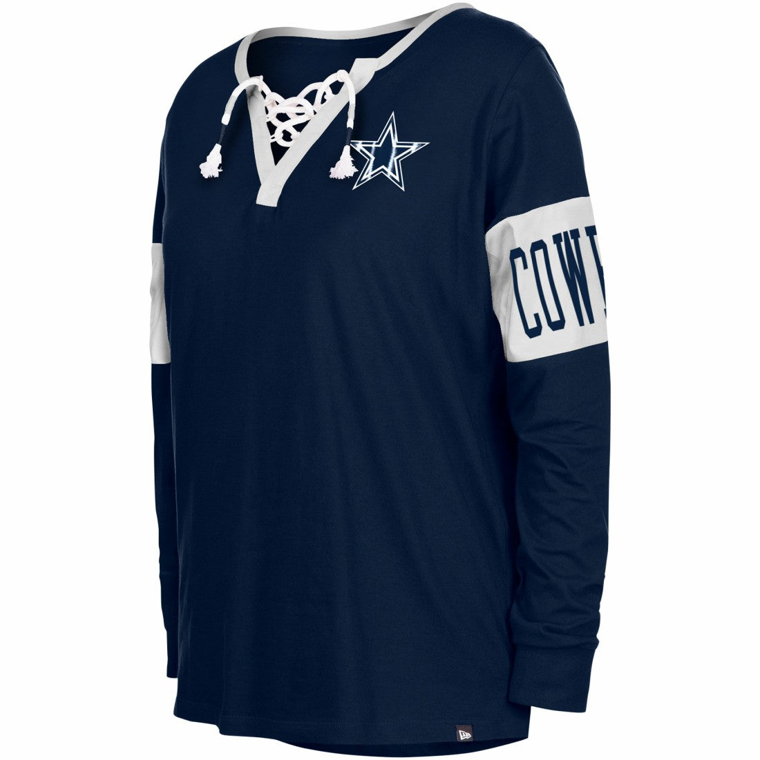 Women's Lace-Up Notch Neck Long Sleeve T-Shirt - Dallas Cowboys