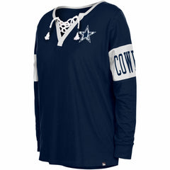 Women's Lace-Up Notch Neck Long Sleeve T-Shirt - Dallas Cowboys