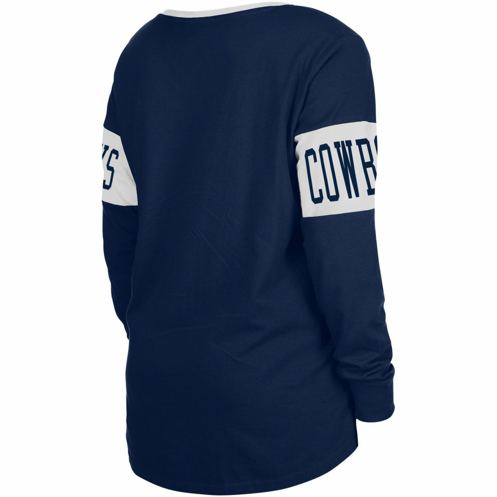 Women's Lace-Up Notch Neck Long Sleeve T-Shirt - Dallas Cowboys