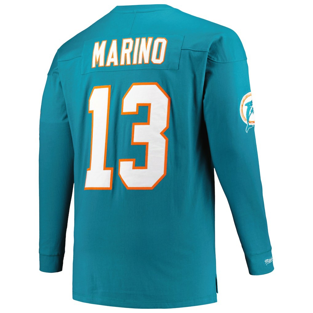 Dan Marino  Big & Tall Cut & Sew Player Name & Number Long Sleeve T-Shirt - Miami Dolphins