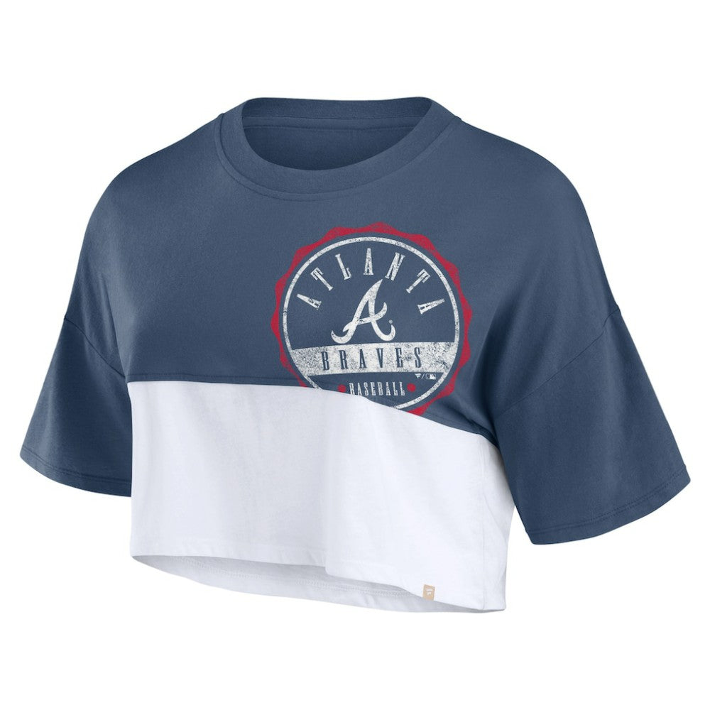 MLB Atlanta Braves Fanatics Women's Color Split Boxy Cropped T-Shirt