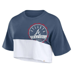 MLB Atlanta Braves Fanatics Women's Color Split Boxy Cropped T-Shirt