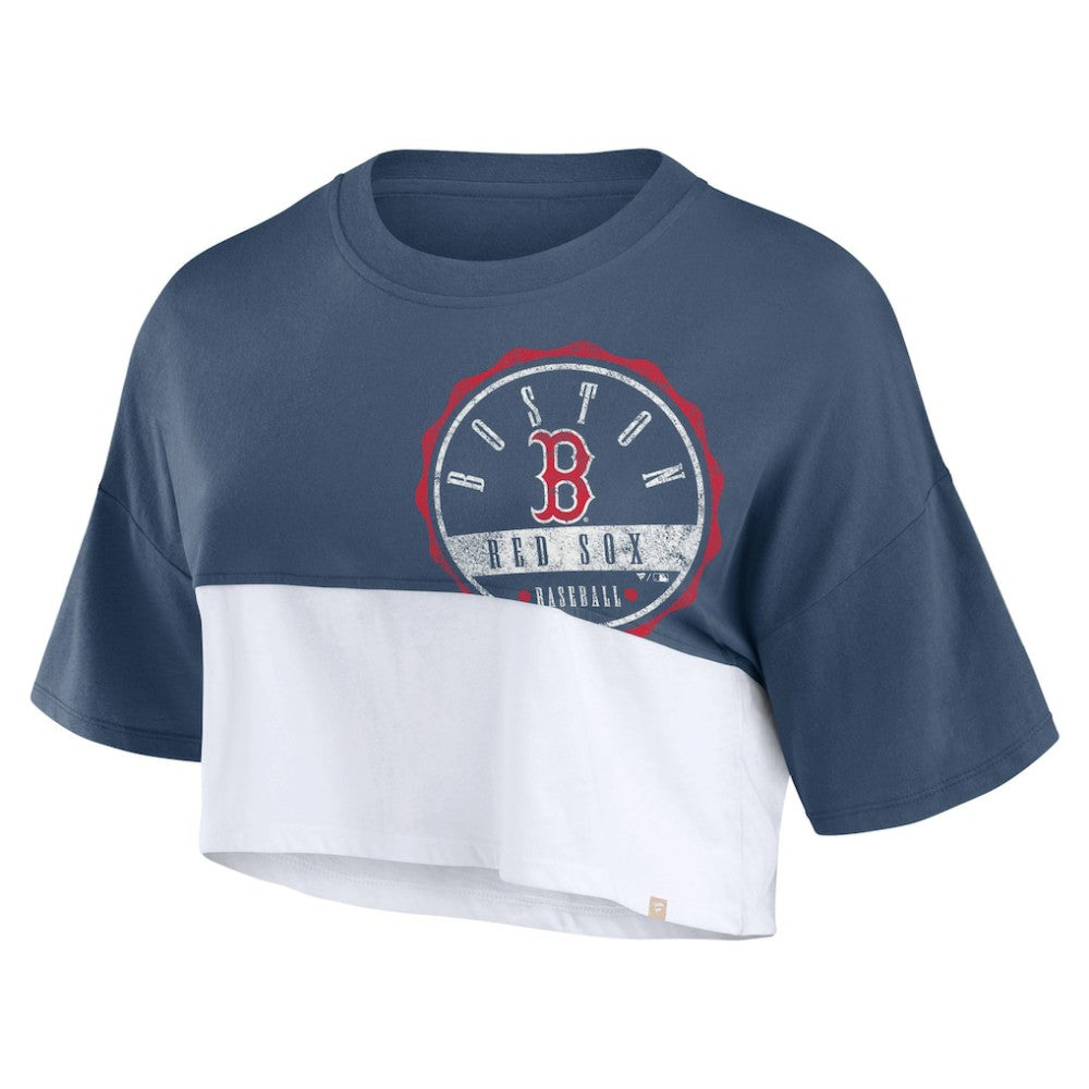 MLB Boston Red Sox Fanatics Women's Color Split Boxy Cropped T-Shirt