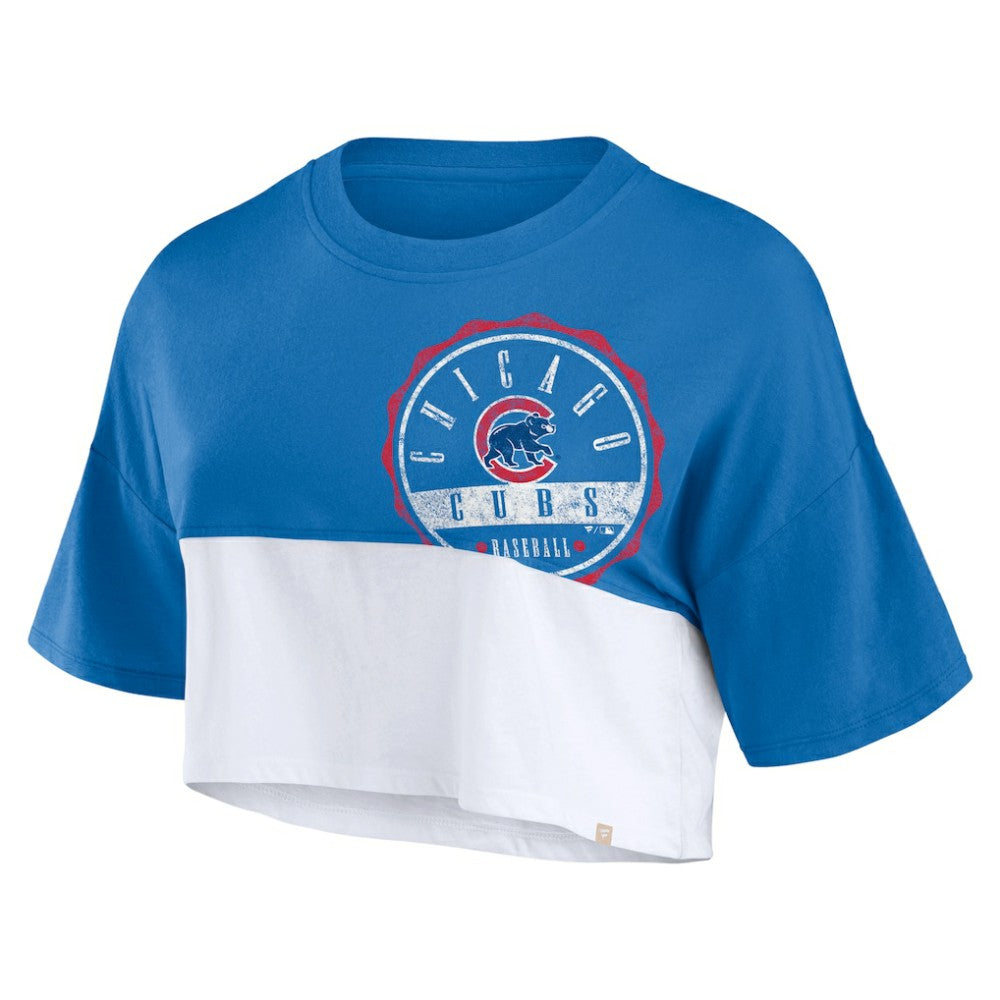 MLB Chicago Cubs Fanatics Women's Color Split Boxy Cropped T-Shirt