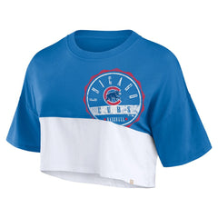 MLB Chicago Cubs Fanatics Women's Color Split Boxy Cropped T-Shirt