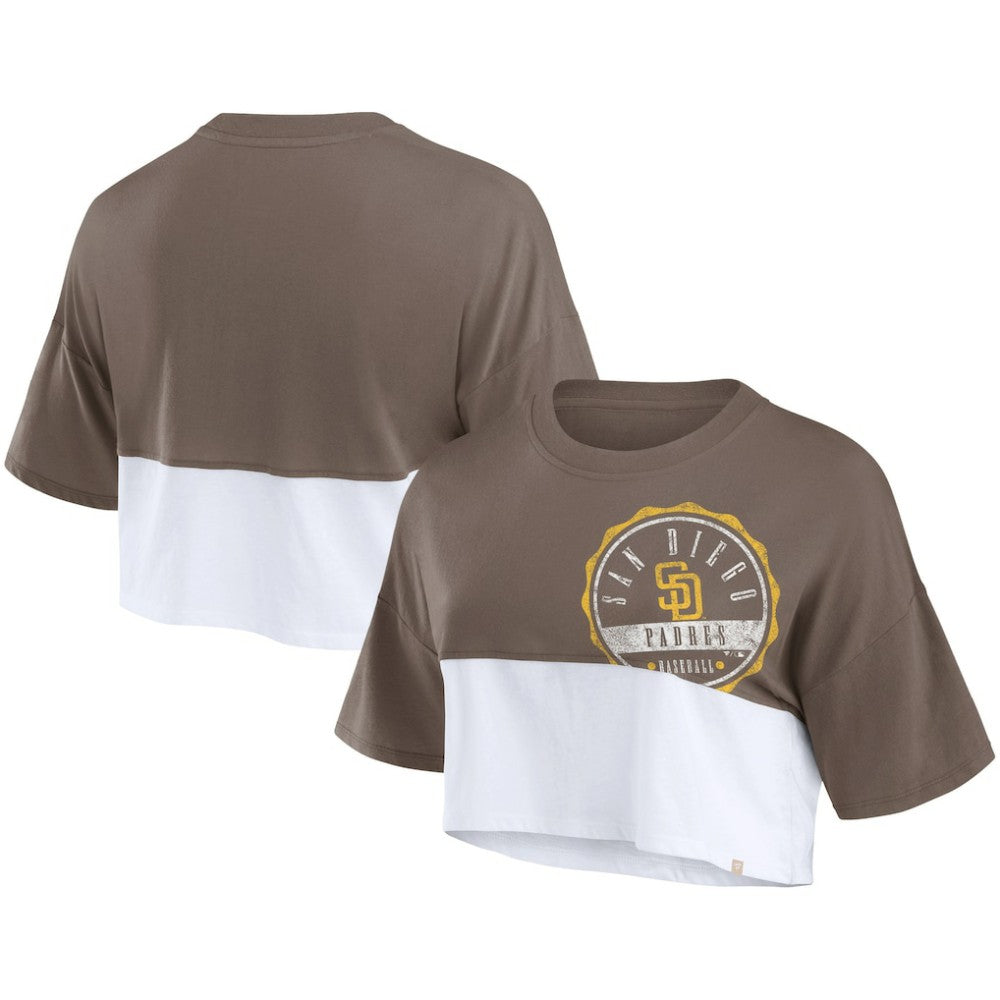 MLB San Diego Padres Fanatics Women's Color Split Boxy Cropped T-Shirt