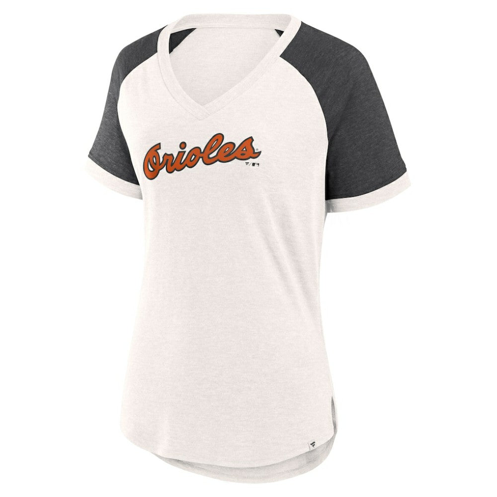 MLB Baltimore Orioles Fanatics Women's For the Team Slub Raglan V-Neck Jersey T-Shirt