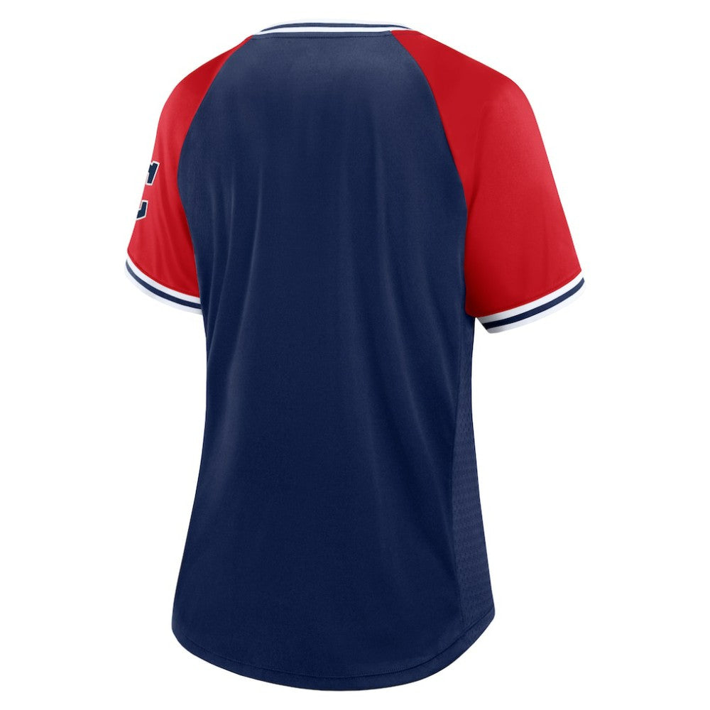 MLB Cleveland Guardians Fanatics Women's Glitz & Glam League Diva Raglan V-Neck T-Shirt
