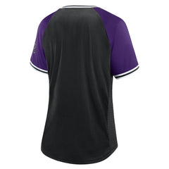 MLB Colorado Rockies Fanatics Women's Glitz & Glam League Diva Raglan V-Neck T-Shirt