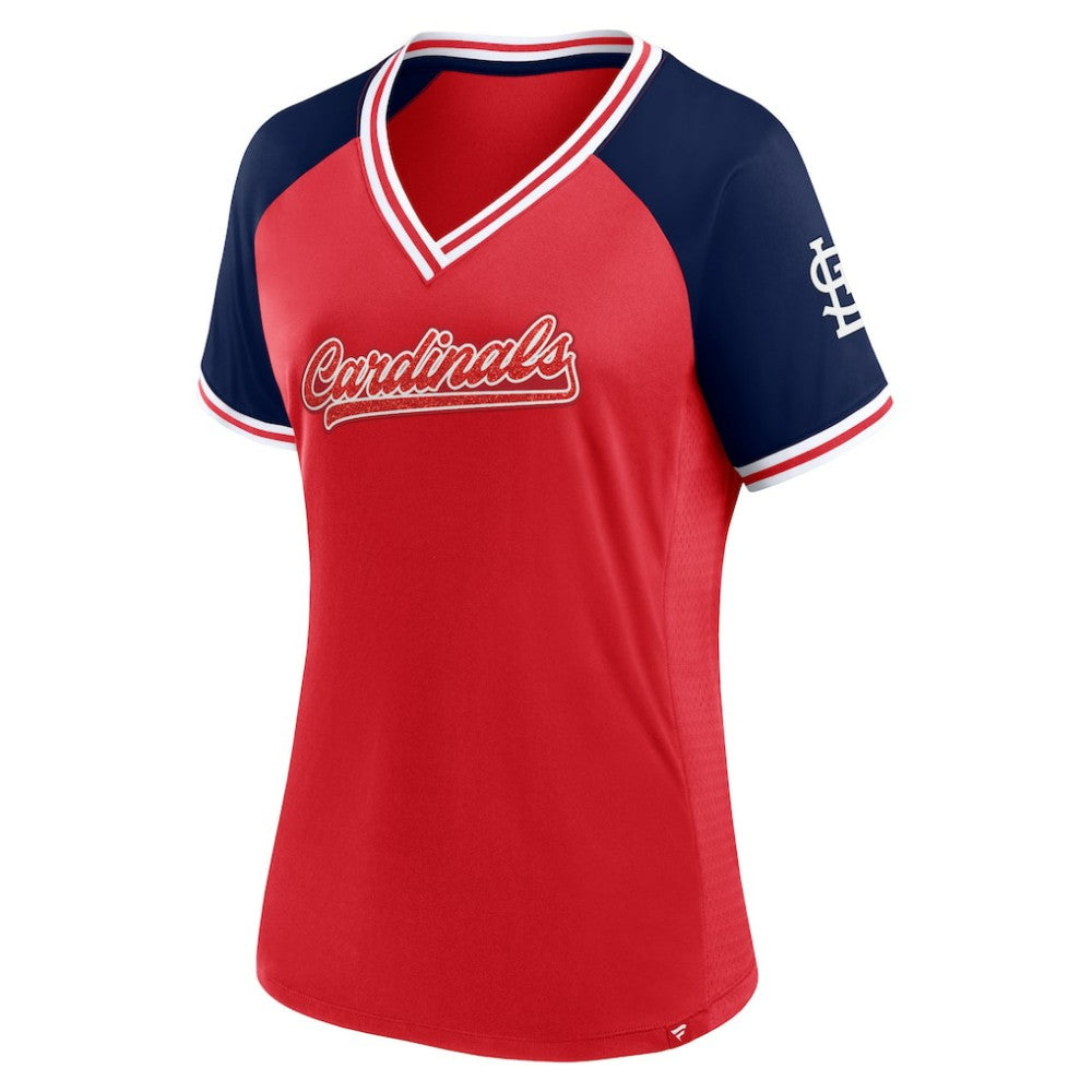 MLB St. Louis Cardinals Fanatics Women's Glitz & Glam League Diva Raglan V-Neck T-Shirt