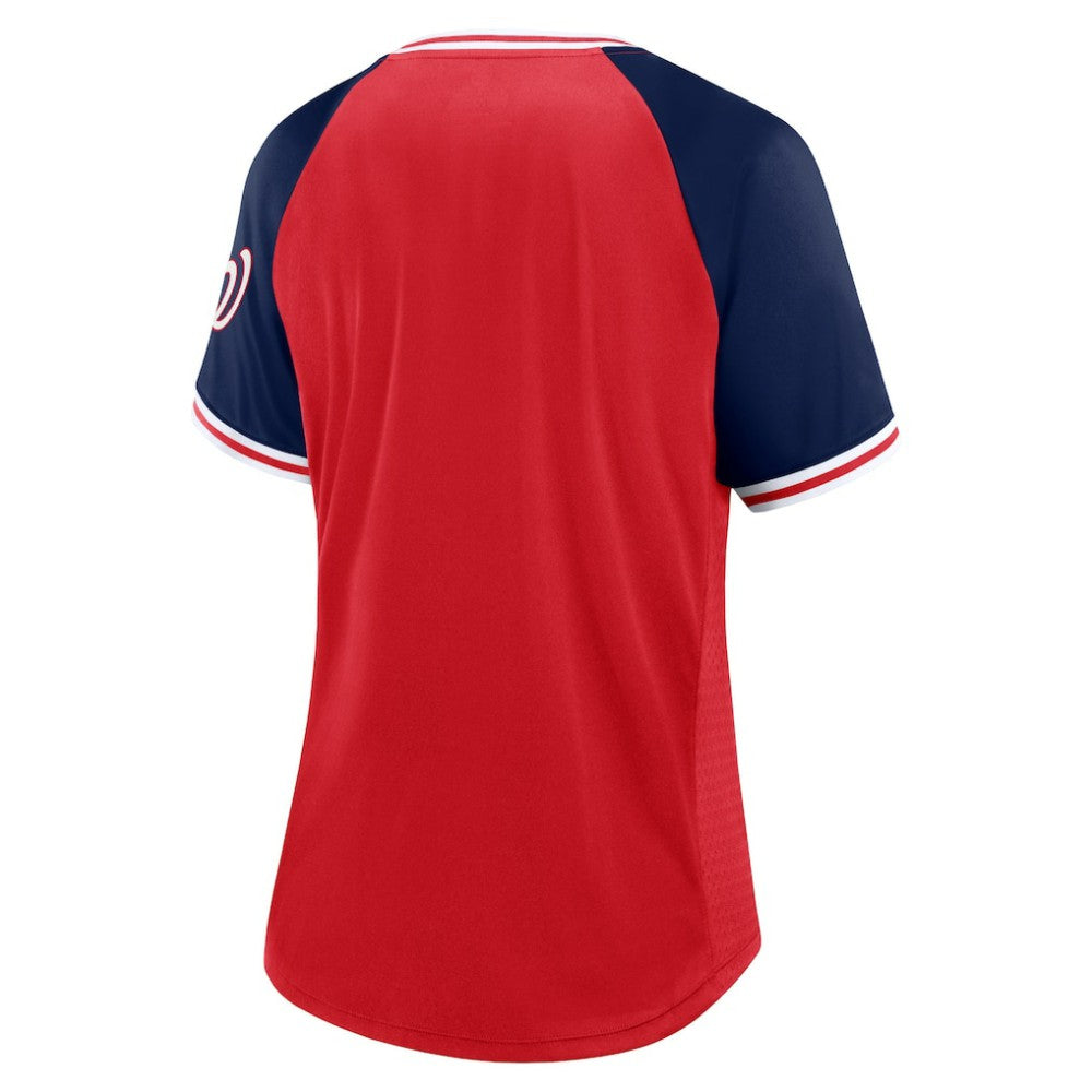 MLB Washington Nationals Fanatics Women's Glitz & Glam League Diva Raglan V-Neck T-Shirt