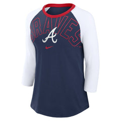 MLB Atlanta Braves Nike Women's Knockout Arch 3/4-Sleeve Raglan Tri-Blend T-Shirt
