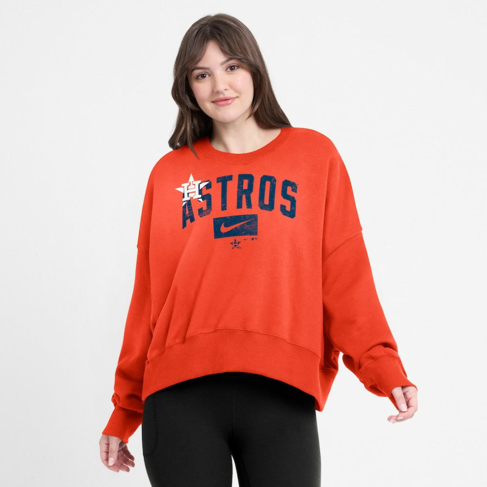 MLB Houston Astros Nike Women's Oversized Cropped Pullover Sweatshirt