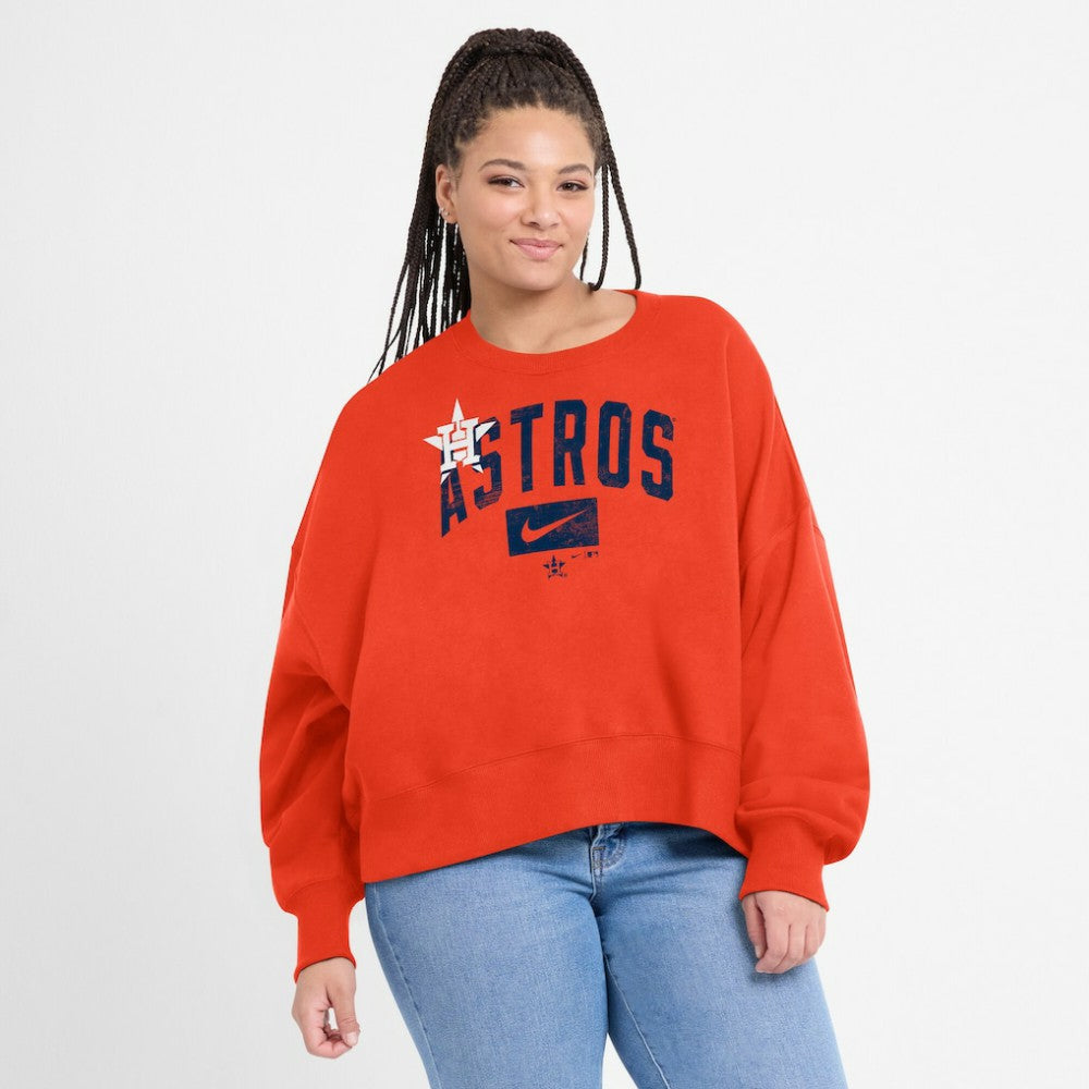 MLB Houston Astros Nike Women's Oversized Cropped Pullover Sweatshirt