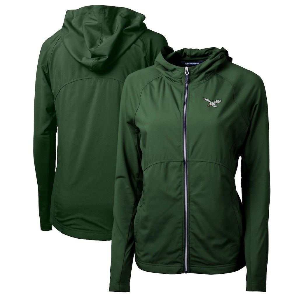 Cutter & Buck Women's Gridiron Classics Logo Adapt Eco Knit Hybrid Recycled Full-Zip Hoodie - Philadelphia Eagles