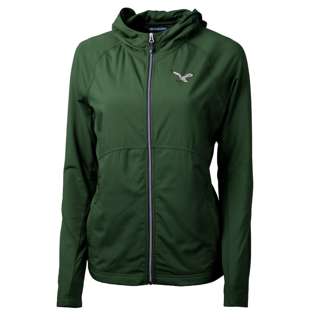 Cutter & Buck Women's Gridiron Classics Logo Adapt Eco Knit Hybrid Recycled Full-Zip Hoodie - Philadelphia Eagles