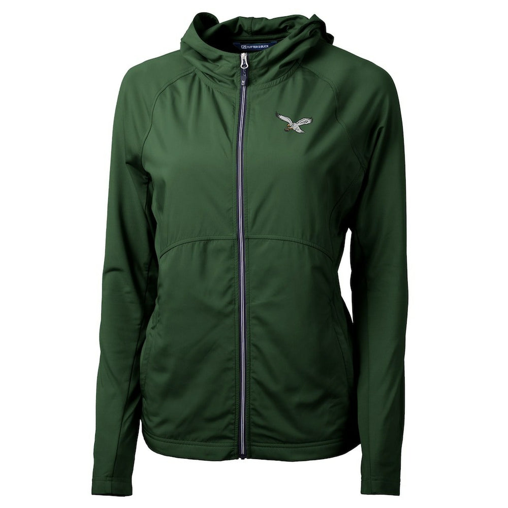 Cutter & Buck Women's Gridiron Classics Logo Adapt Eco Knit Hybrid Recycled Full-Zip Hoodie - Philadelphia Eagles