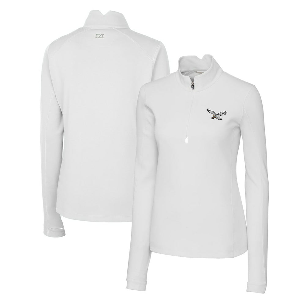 Cutter & Buck Women's Gridiron Classics Logo DryTec Traverse Stretch Quarter-Zip Pullover Top - Philadelphia Eagles