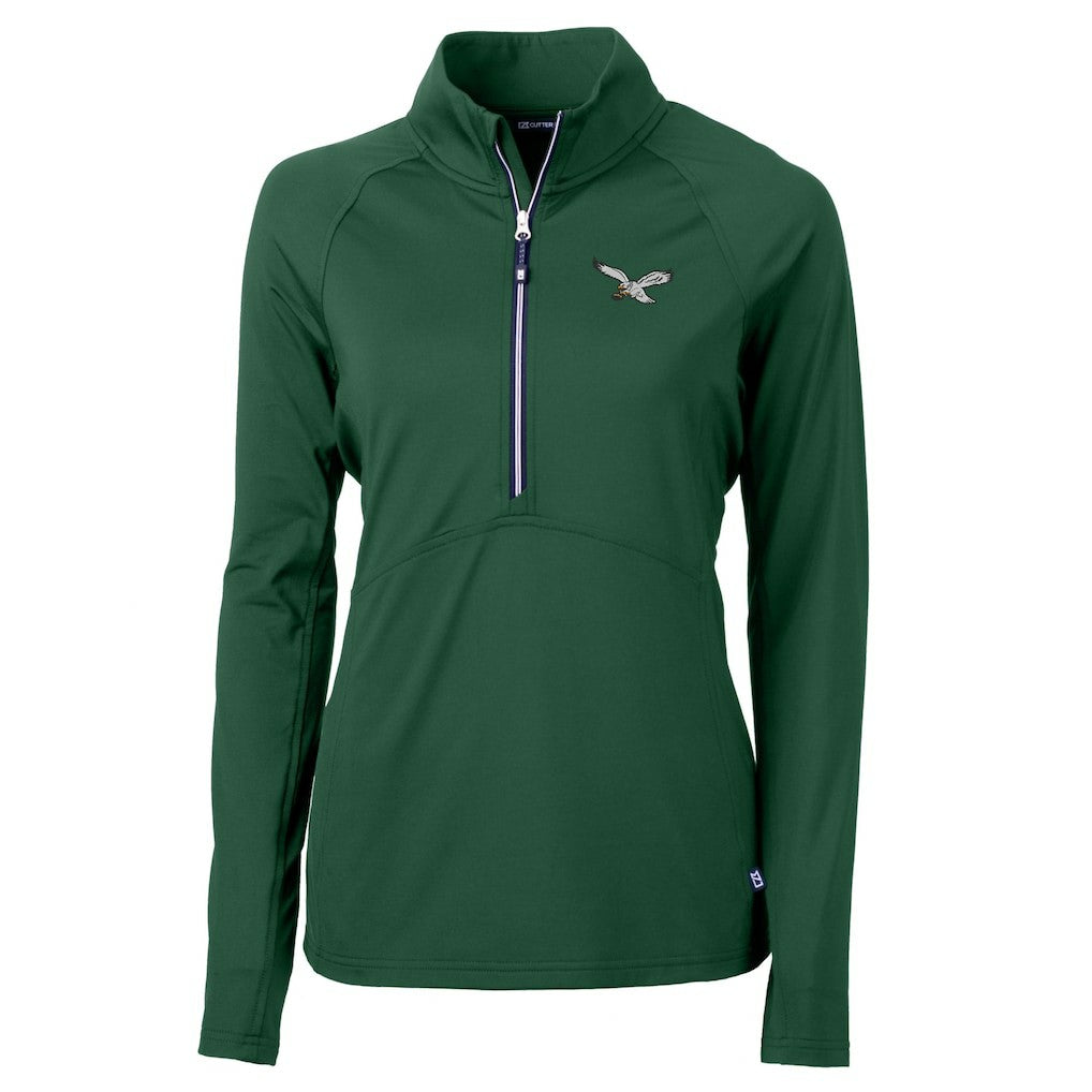 Cutter & Buck Women's Gridiron Classics Logo Adapt Eco Knit Stretch Recycled Half-Zip Pullover Top - Philadelphia Eagles
