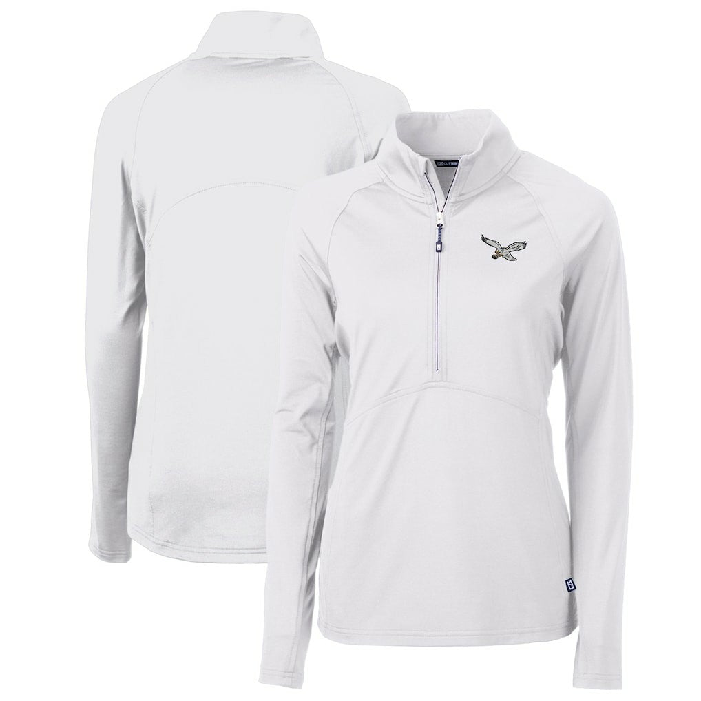 Cutter & Buck Women's Gridiron Classics Logo Adapt Eco Knit Stretch Recycled Half-Zip Pullover Top - Philadelphia Eagles