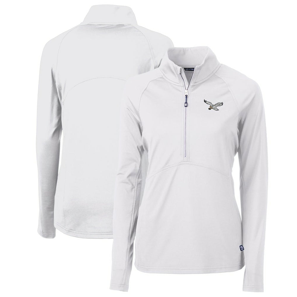 Cutter & Buck Women's Gridiron Classics Logo Adapt Eco Knit Stretch Recycled Half-Zip Pullover Top - Philadelphia Eagles