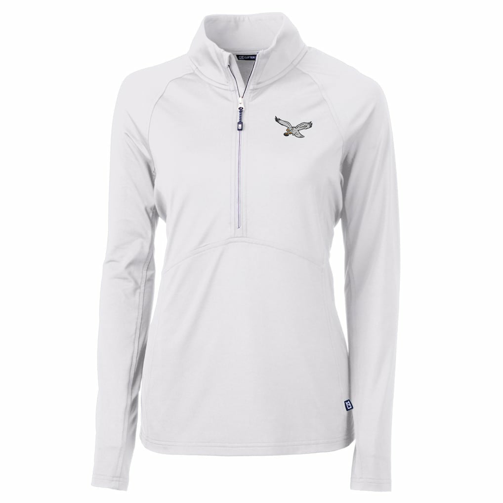Cutter & Buck Women's Gridiron Classics Logo Adapt Eco Knit Stretch Recycled Half-Zip Pullover Top - Philadelphia Eagles