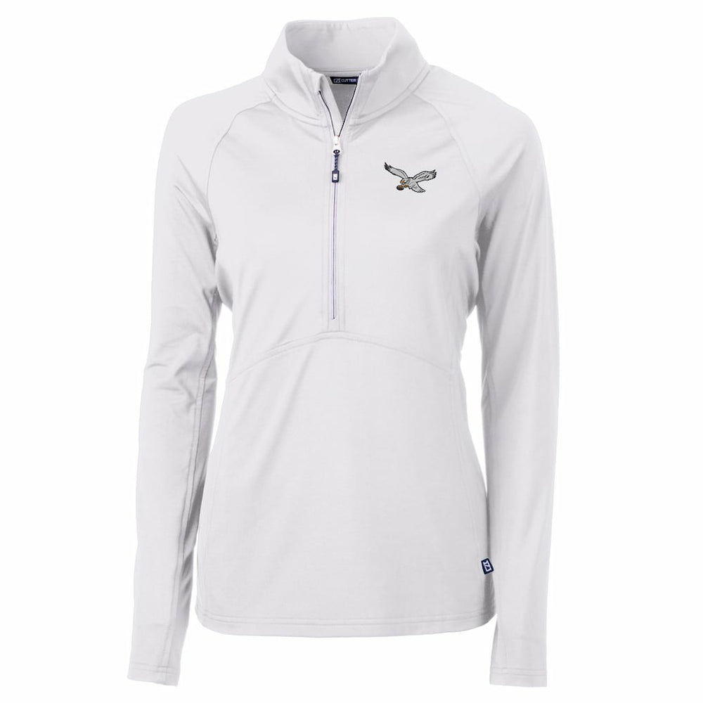 Cutter & Buck Women's Gridiron Classics Logo Adapt Eco Knit Stretch Recycled Half-Zip Pullover Top - Philadelphia Eagles