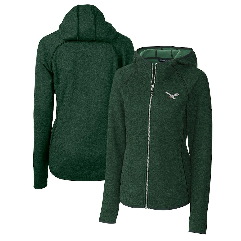 Cutter & Buck Women's Gridiron Classics Logo Mainsail Sweater-Knit Full-Zip Hoodie - Philadelphia Eagles