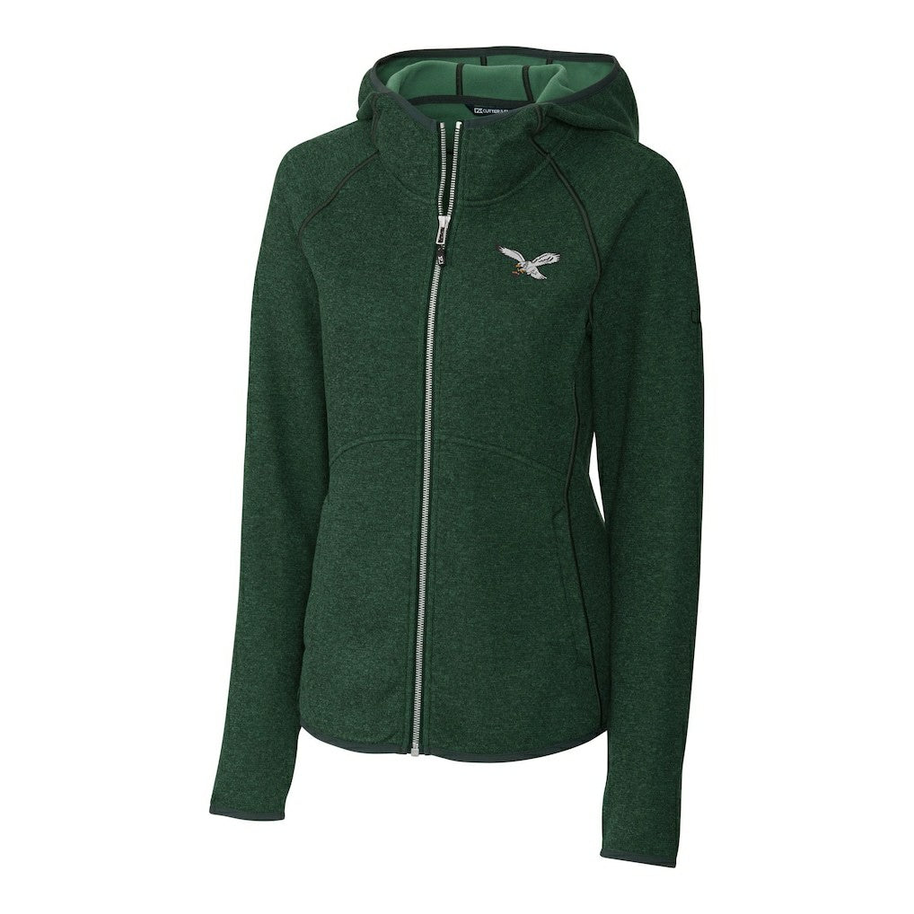 Cutter & Buck Women's Gridiron Classics Logo Mainsail Sweater-Knit Full-Zip Hoodie - Philadelphia Eagles