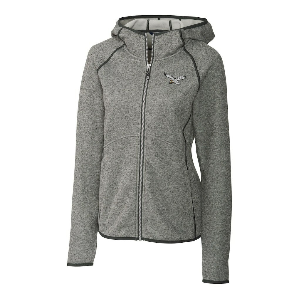 Cutter & Buck Women's Gridiron Classics Logo Mainsail Sweater-Knit Full-Zip Hoodie - Philadelphia Eagles