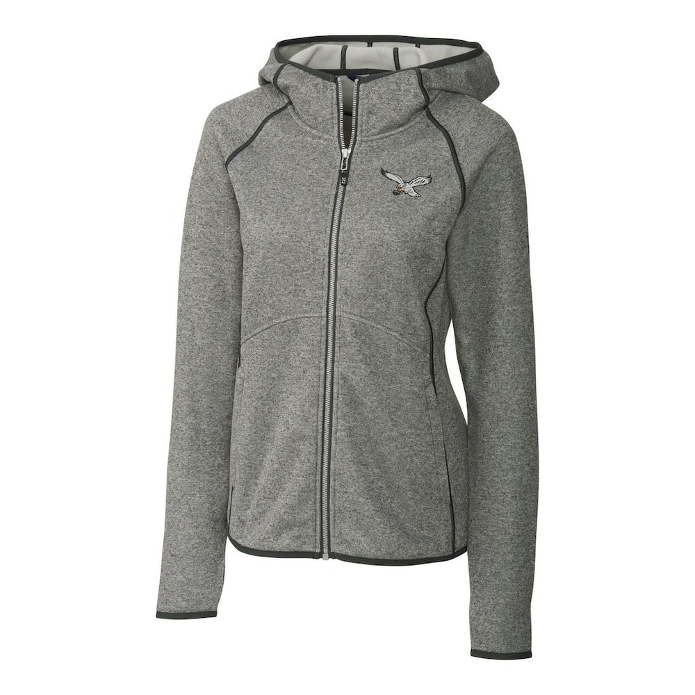 Cutter & Buck Women's Gridiron Classics Logo Mainsail Sweater-Knit Full-Zip Hoodie - Philadelphia Eagles
