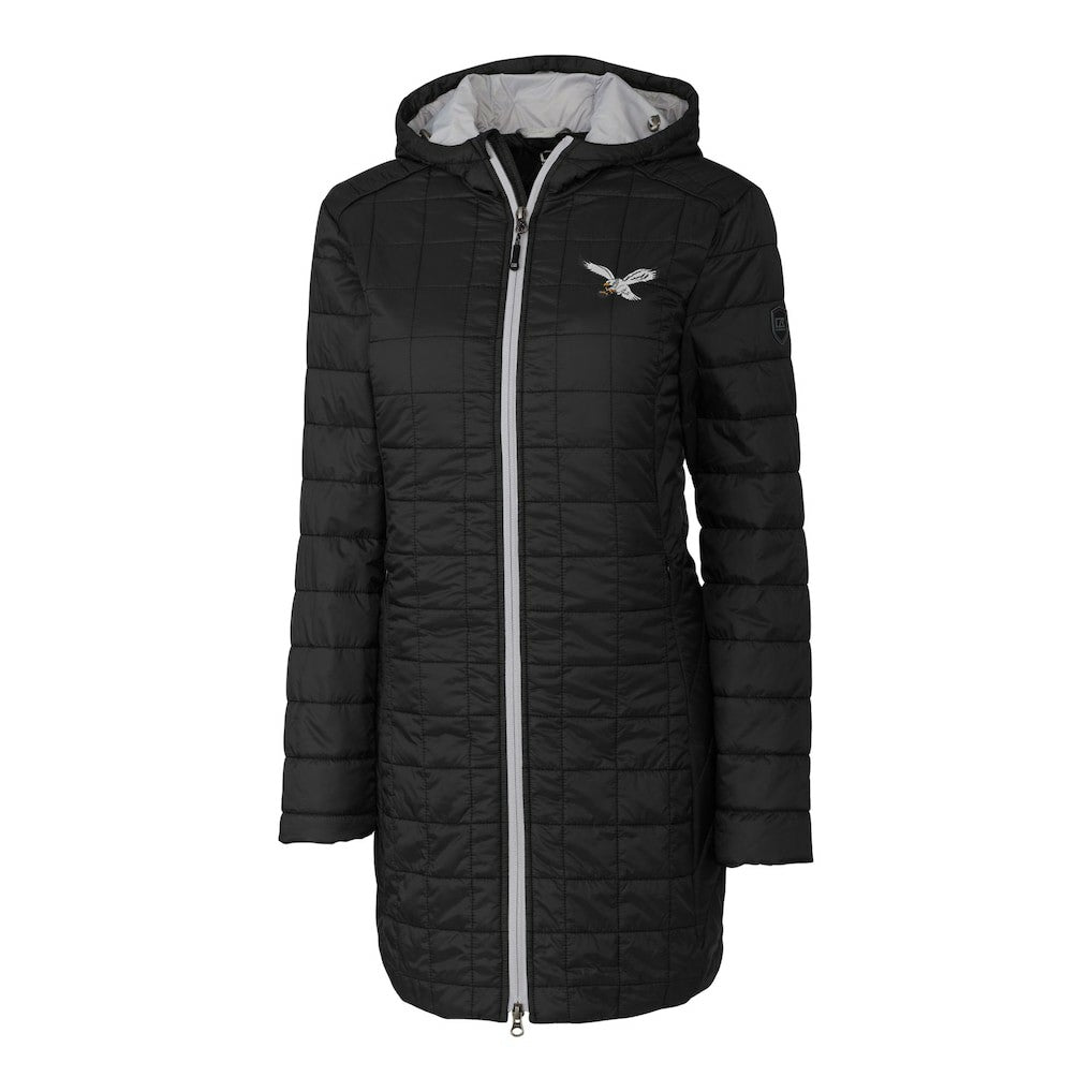 Cutter & Buck Women's Gridiron Classics Logo Rainier Primaloft Eco Insulated Hooded Long Coat - Philadelphia Eagles