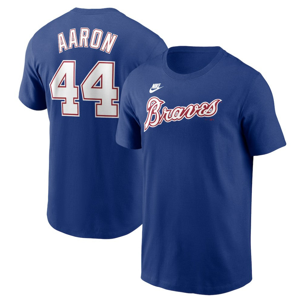 MLB Hank Aaron Atlanta Braves Nike Cooperstown Collection Fuse Name & Number T-Shirt