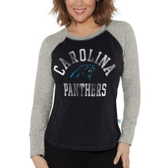 G-III 4Her by Carl Banks Women's Waffle Knit Raglan Long Sleeve T-Shirt - Carolina Panthers